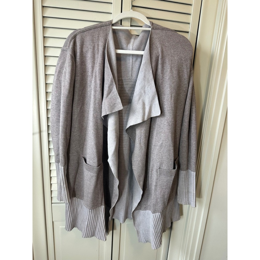Lululemon Still Lotus Wrap Reversible Cardigan Grey/purple Yak Wool Thumbholes